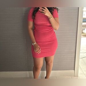 Lulu's Hot Pink Midi Dress